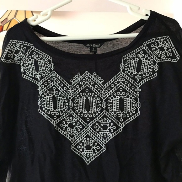 Lucky Brand Top High-Low Embroidered Slit *Read - Picture 2 of 7